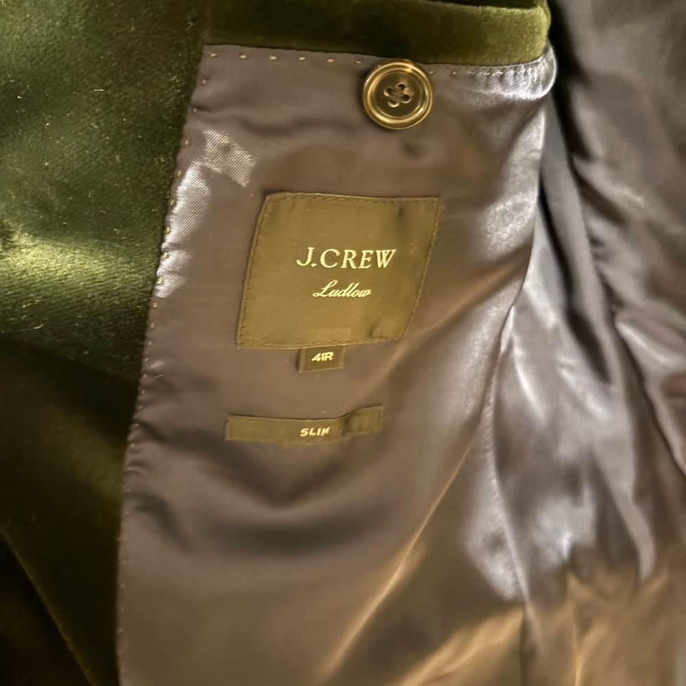 J Crew Men's Green Velvet Shawl Lapel Blazer 41R - Picture 3 of 3